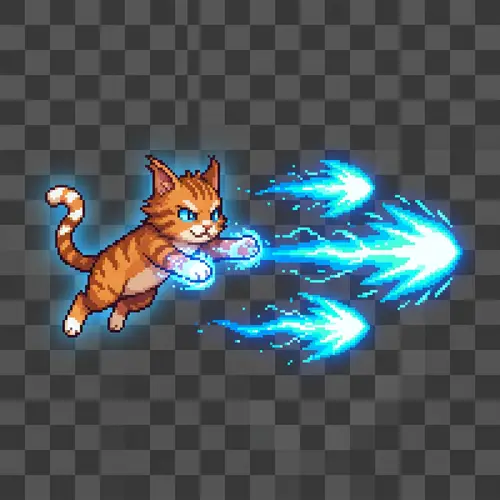 Cat Shooting Energy Waves Sprite Art