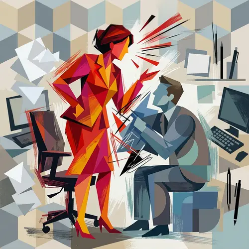 Abstract Office Confrontation: Intense Artistic Depiction