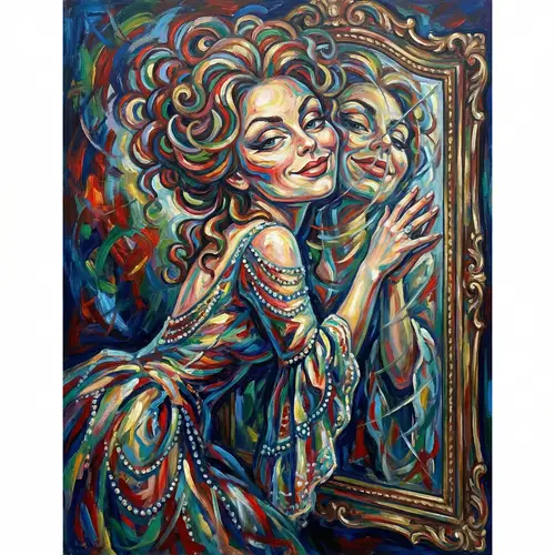 Abstract Narcissistic Woman Art | Exaggerated Self-Love