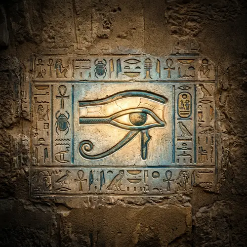 Ancient Egyptian Background Image with Eye of Horus Centered