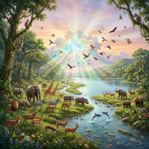 Creation Image Featuring Many Animals