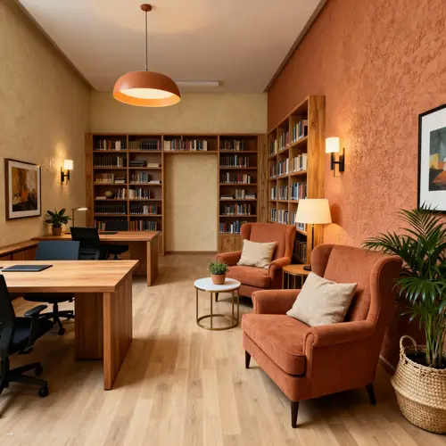 Elegant Modern Library Redesign with Original Flooring