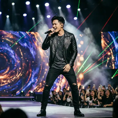 Stylish Male Singer Performing on Grand Stage | YourWebsite