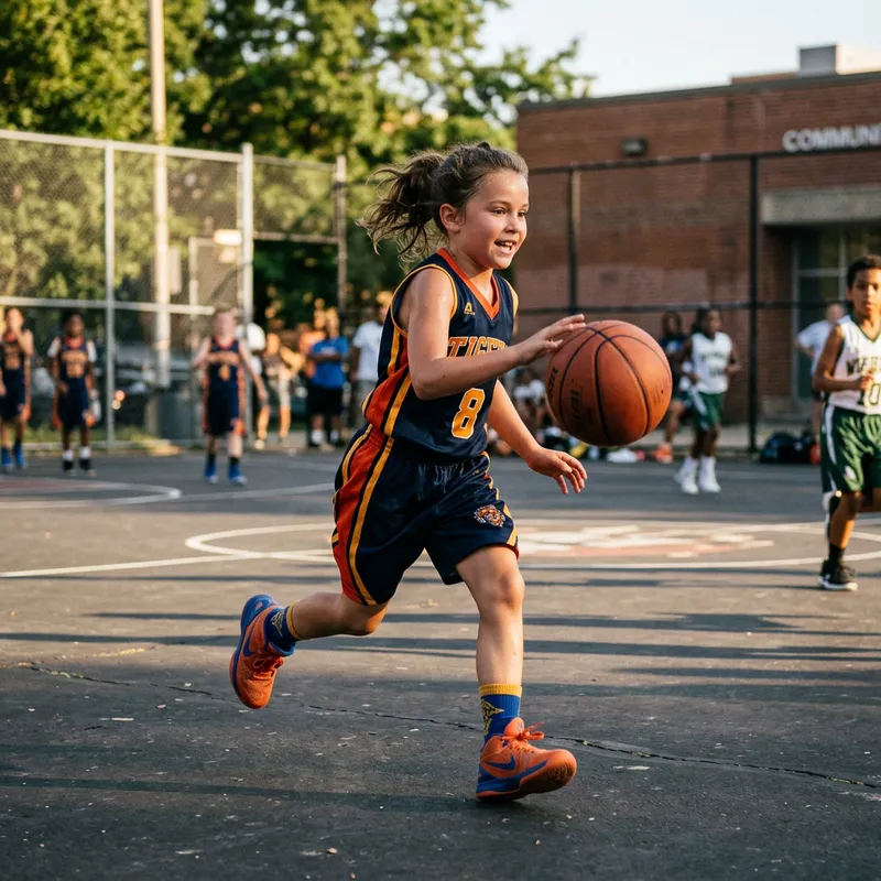 Exciting Basketball Skills: Young Girl in Action