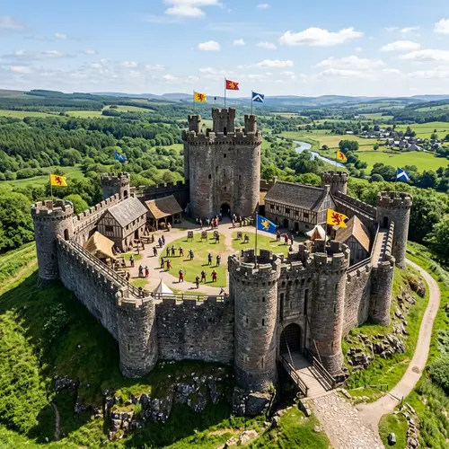Imposing Medieval Fort on Hill | Ancient Battlements & Symbols