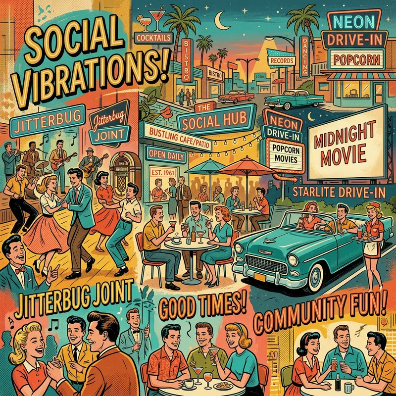 Vibrant Retro Illustrations for Social Scenes