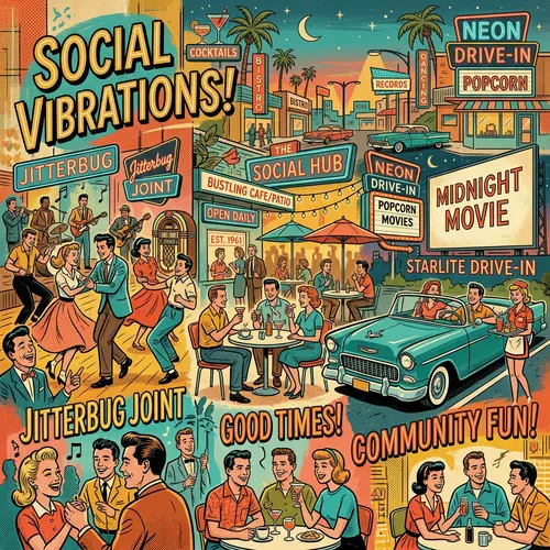 Vibrant Retro Illustrations for Social Scenes