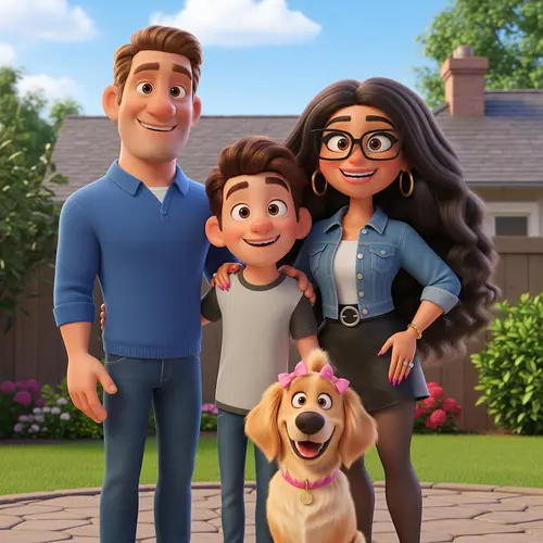 Happy Family Moments in 3D Pixar Style Animation