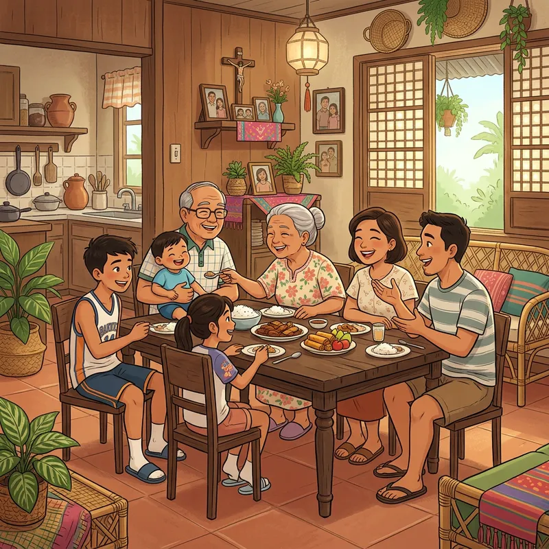 Animated Filipino Family Gathered | Warm & Loving Household Animated Filipino Family Gathered | Warm & Loving Household