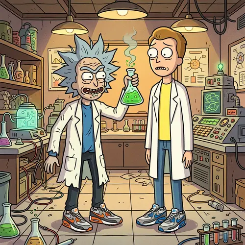 Rick and Morty Cartoon Characters with Nike Shoes
