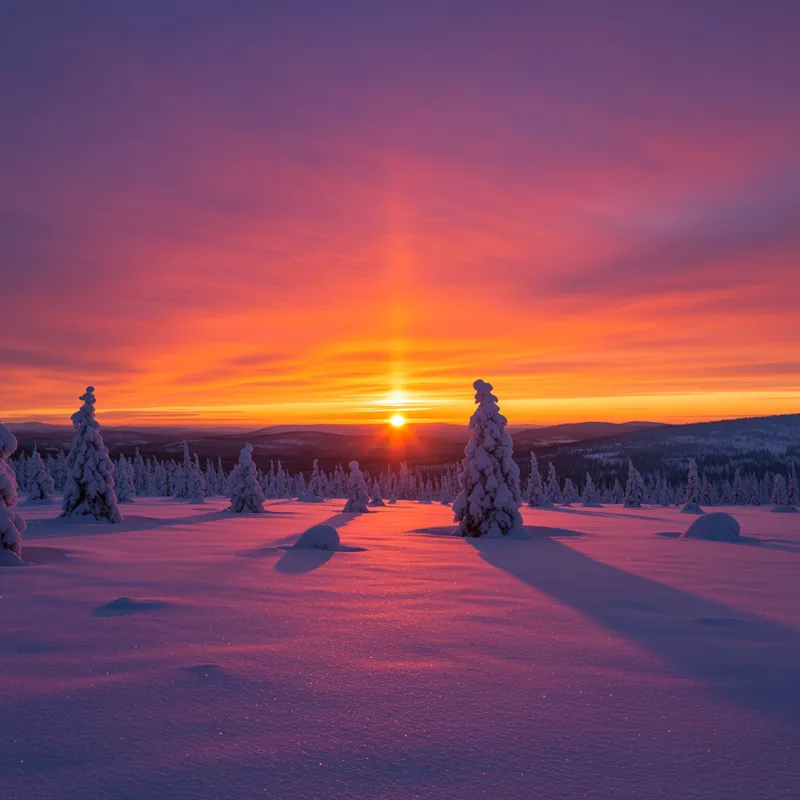 Stunning Sunset Over Snowy Landscape