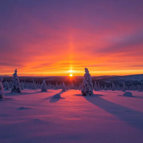 Stunning Sunset Over Snowy Landscape
