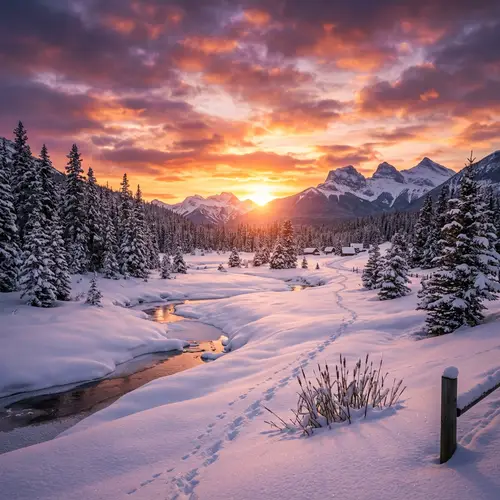 Stunning Sunset Over Snowy Landscape