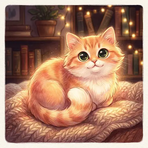Adorable Cat Illustration with Warm Glowing Fur