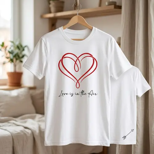 Valentine's Day T-Shirt with Minimalist Heart Design