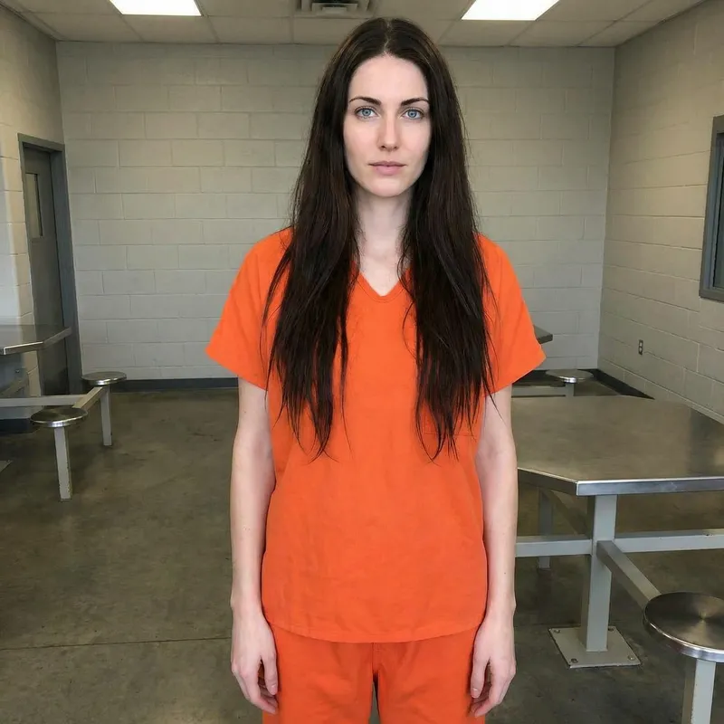 Gorgeous Female Prisoner in Neon Orange Scrubs Gorgeous Female Prisoner in Neon Orange Scrubs