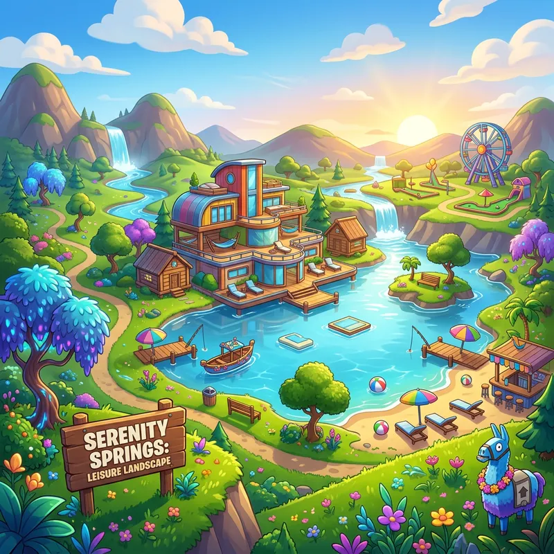 Vibrant Fortnite-Inspired Relaxation Landscape
