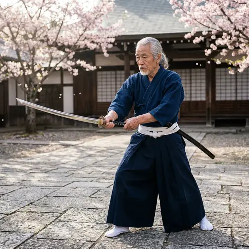 Experienced Swordsman Demonstrating Long Sword Techniques