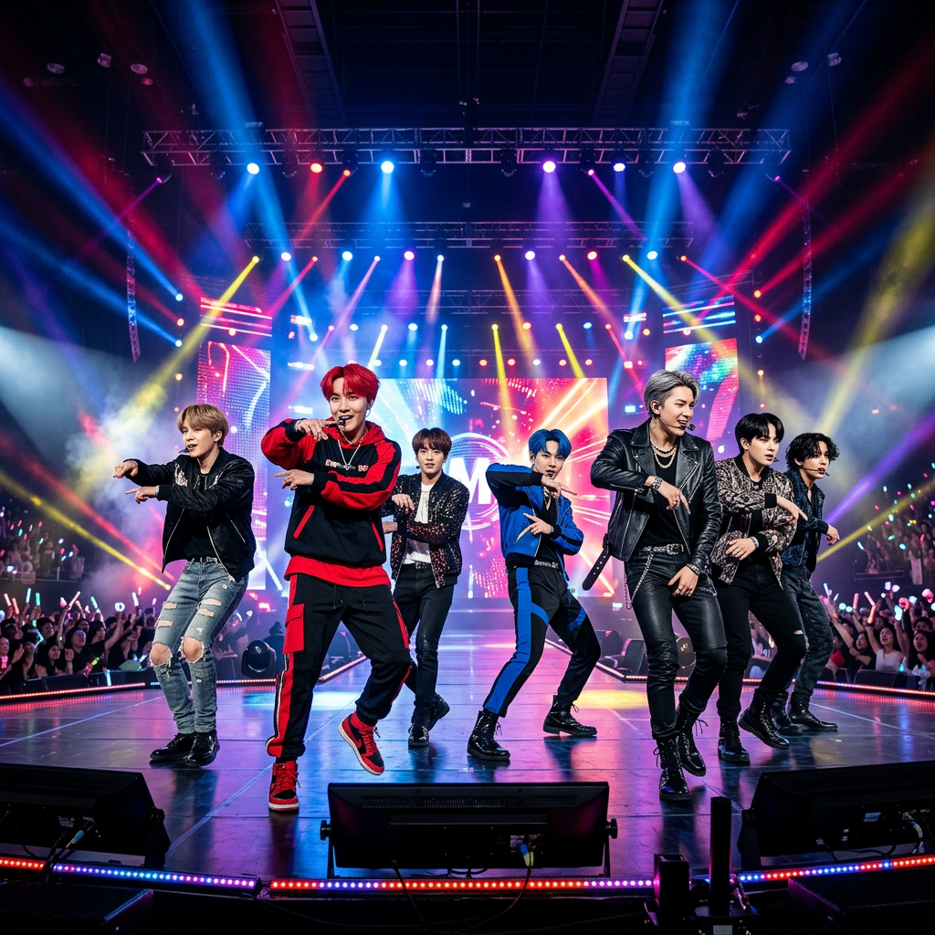 Dynamic K-Pop Group BTS: Captivating Portrait | AI Art Generator