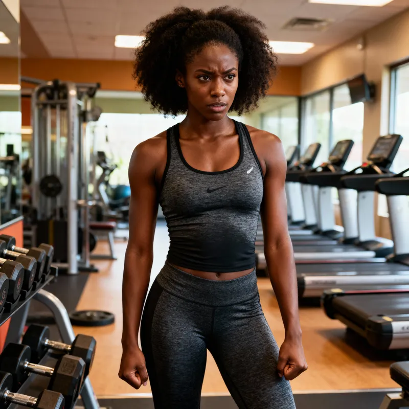 25-Year-Old Black Woman at the Gym - Fitness Journey