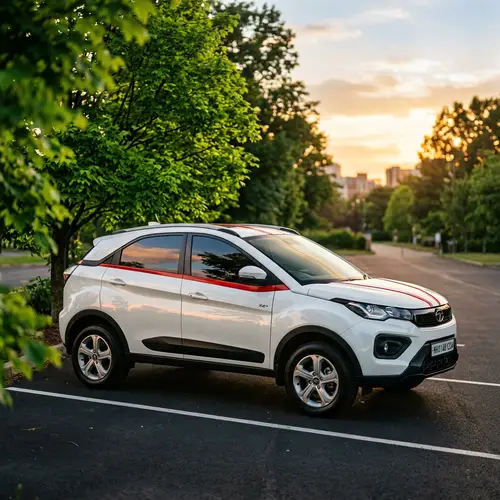 Tata Nexon: Stunning White with Sleek Red Stripes