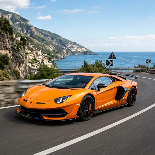 Vibrant Orange Lamborghini Car | Luxury Sports Vehicle