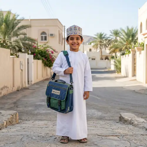 Omani Child Ready for School: A Beautiful Moment