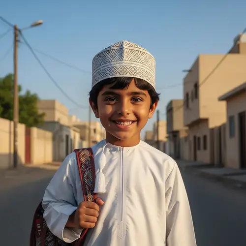 Omani Child Ready for School: A Beautiful Moment