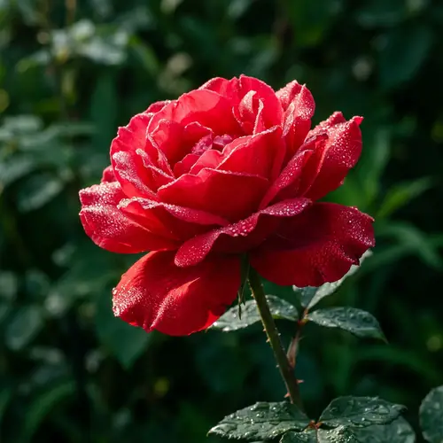 Crimson Red Rose in Full Bloom - Stunning Close-Up Photo