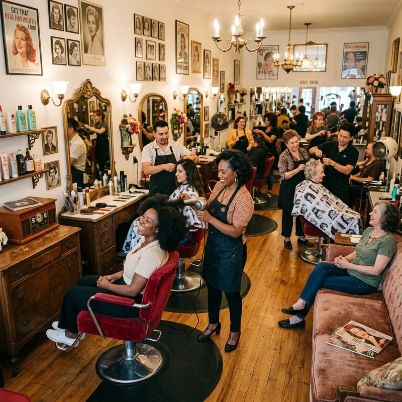 Retro Glam Beauty Salon Experience