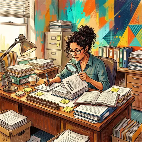 Hispanic Female Contribution Auditor Examining Corporate Agreement