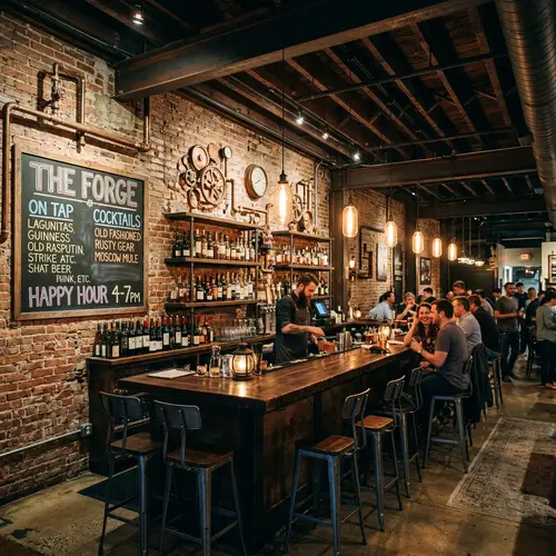 Industrial-Style Bar Design | Rustic Brick Walls & Vintage Decor