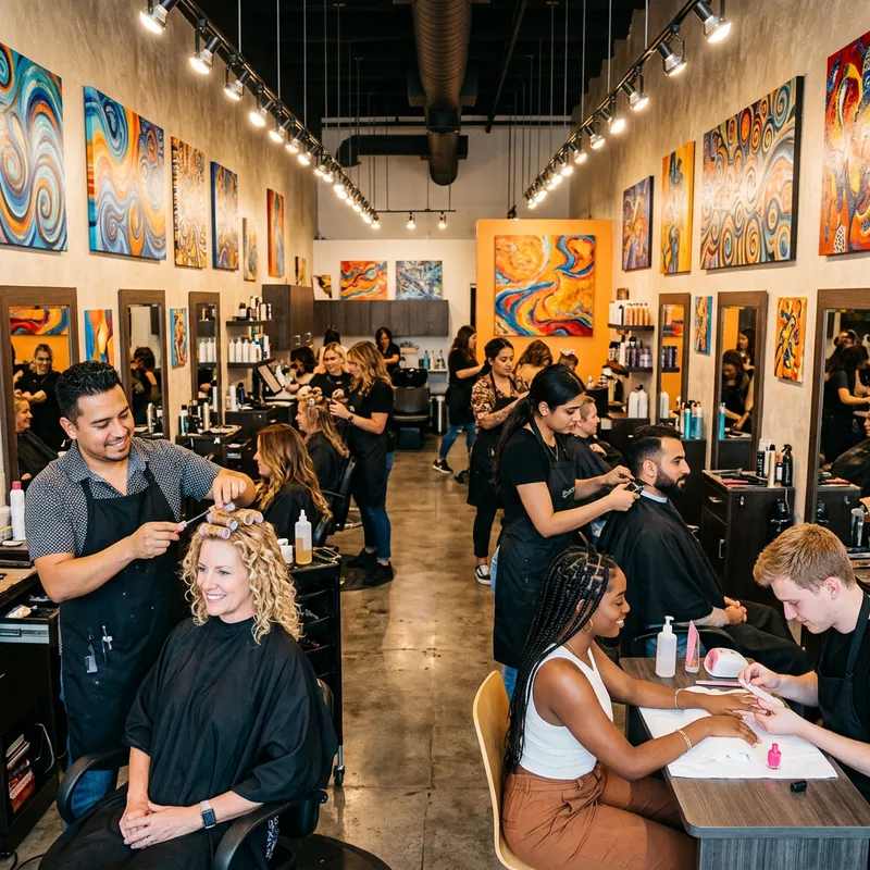 Modern Abstract Beauty Salon - A Vibrant Experience