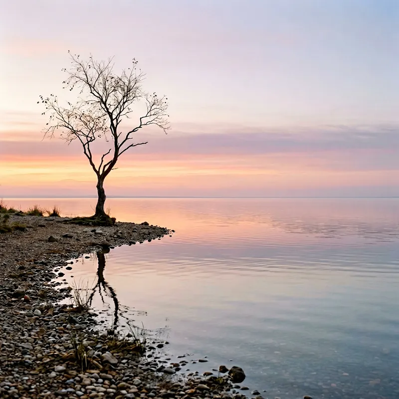 Minimalist Nature Beauty: A Tranquil Lake Scene