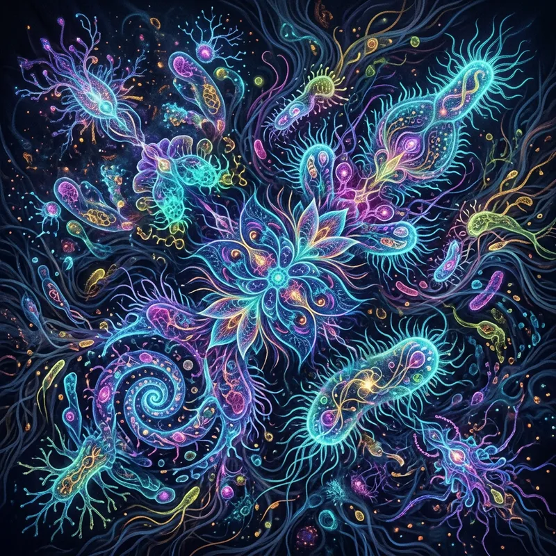 Abstract Bacteria Art: Intricate Interpretation