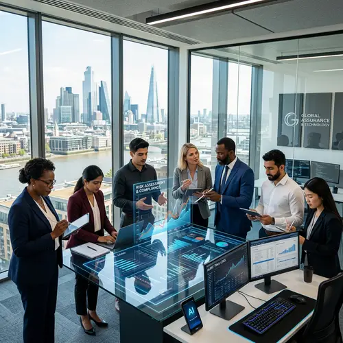 Modern Theme Audit Scene with Diverse Auditors | Tech Workspace