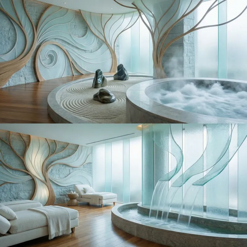 Soothing Spa in Nature: Serene Abstract Retreat