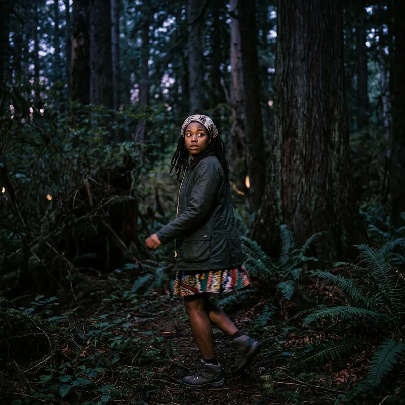 African Woman Spinning in Dark Forest African Woman Spinning in Dark Forest