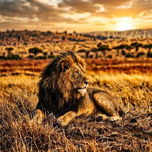 Majestic Lion in Golden Savannah | Wildlife Photography