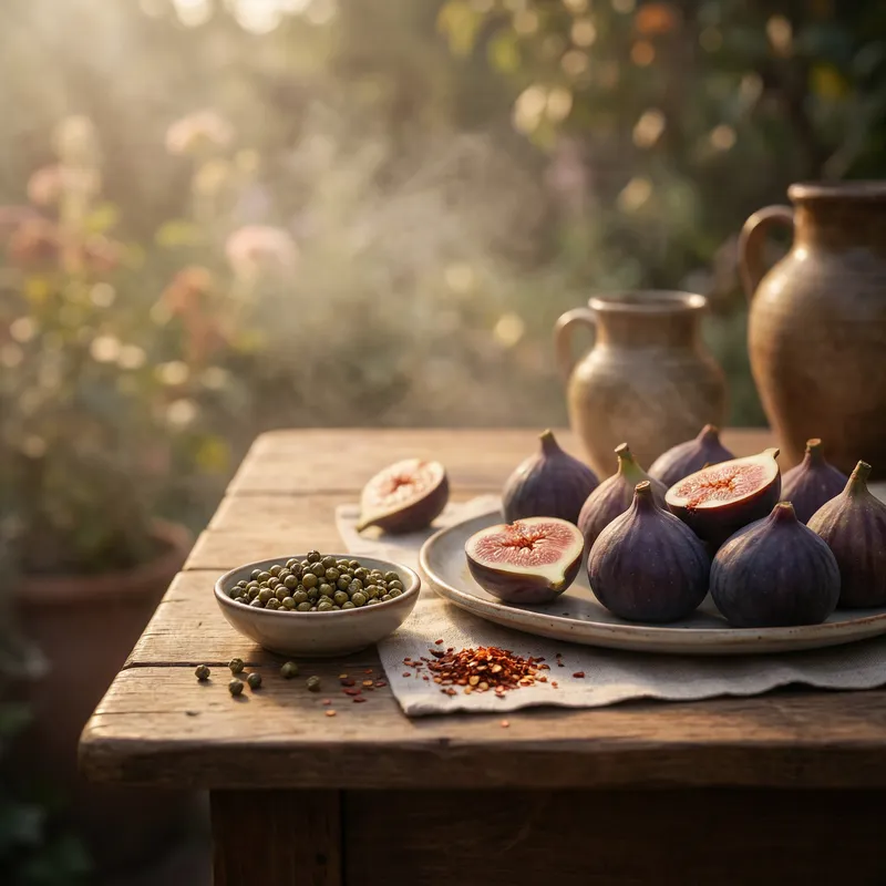 Lush Fig and Peppercorn Culinary Tabletop Scene