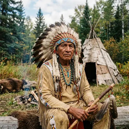 Native American Portrait in Traditional Headdress | Indigenous Legacy