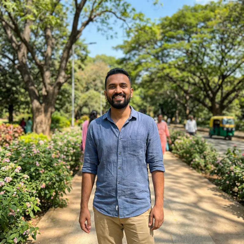 Confident Indian Man Kapil Saini in Tranquil Outdoor Setting Confident Indian Man Kapil Saini in Tranquil Outdoor Setting