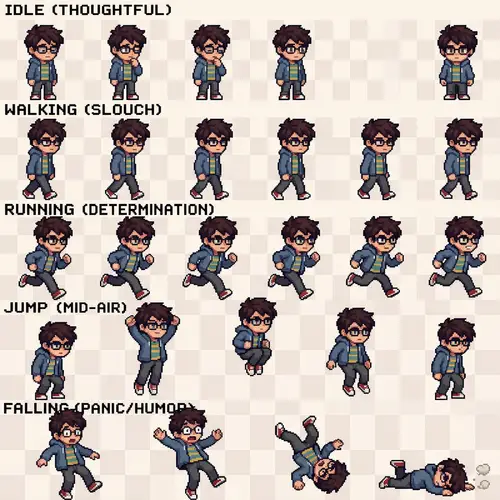 Pixel Art Character Sprite Sheet Design
