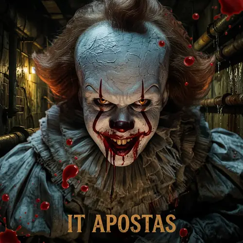 Terrifying 'It' Clown Image with Blood Splatter