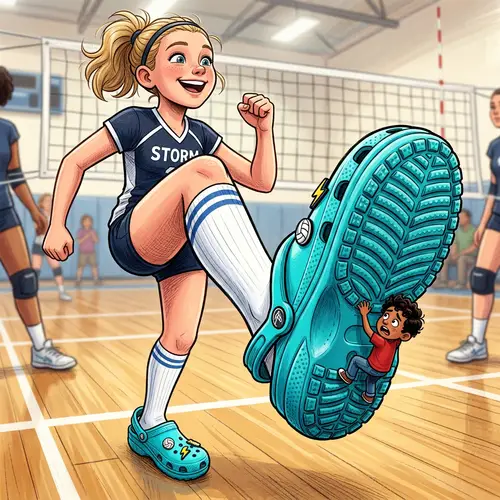 Contrasting Scales: Towering Girl & Tiny Boy Illustration