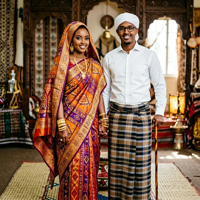 Regal Somali Couple in Traditional Attire