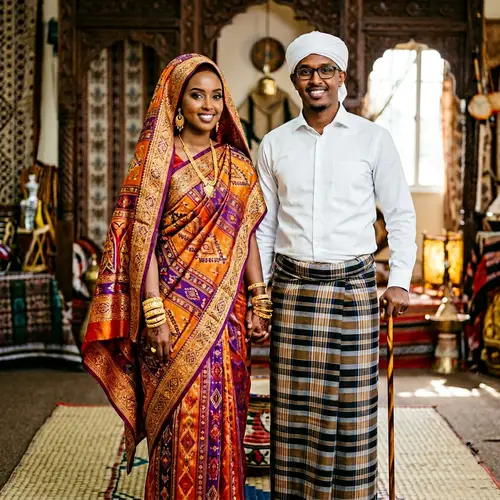 Regal Somali Couple in Traditional Attire