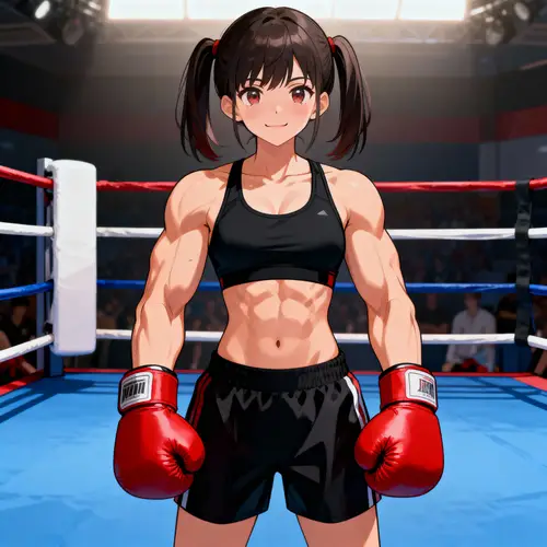 Cute Anime Boxer Girl in a Ring