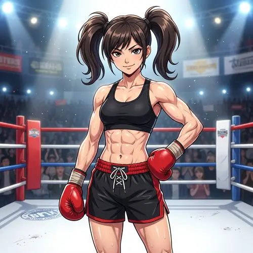 Cute Anime Boxer Girl in a Ring