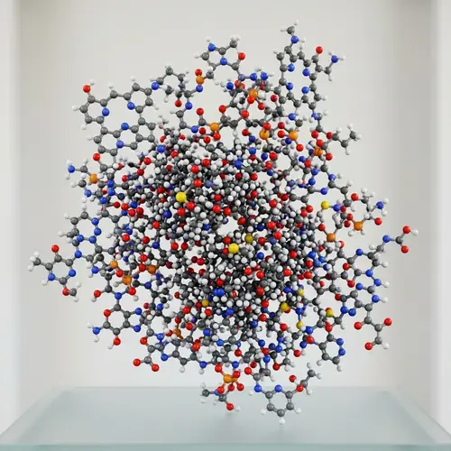 Intricate 3D Model of Complex Molecule with Colorful Atoms